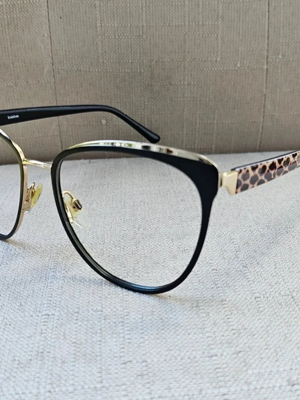 Bebe Women Eyeglasses Frame Black Tone Gold Tone Edge Glasses Eyewear BB7235